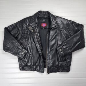 Verducci Womens Black Leather Jacket Size M Genuine Leather Moto Biker Style